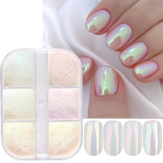 Moonlight Mirror Nails Powder Metallic Chrome Effect Pigments Gel Polish Laser Dust Glitter Aurora Shiny Pearl Nail Manicure