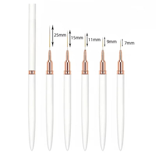 7/9/11/15/25MM Nail Liner French Stripe 5pc Brush Set