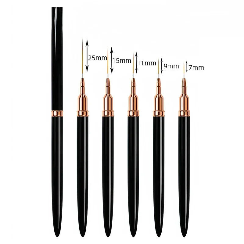 7/9/11/15/25MM Nail Liner French Stripe 5pc Brush Set